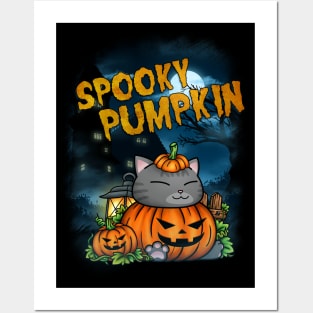 Halloween Pumpkin Cat Posters and Art